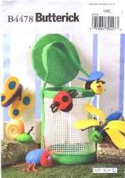 4478 BUTTERICK 6 FINGER BUG PUPPETS, BUG BASKET FELT PATTERN